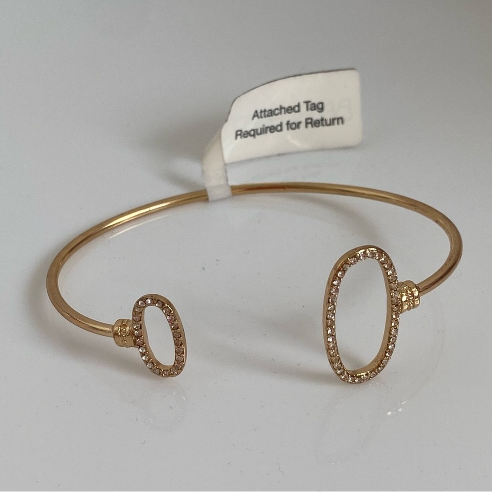BaubleBar Gold Pavé Crystal Circle Open Cuff Bracelet New With Tag